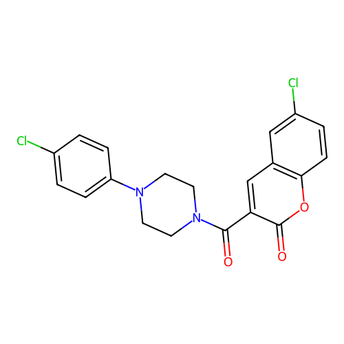 6-Chloro-3-{[4-(4-chlorophenyl)piperazinyl]carbonyl}chromen-2-one structure