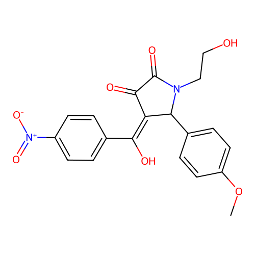 (4E)-1-(2-hydroxyethyl)-4-[hydroxy(4-nitrophenyl)methylidene]-5-(4-methoxyphenyl)pyrrolidine-2,3-dione structure