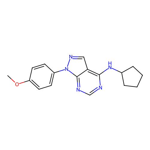 N-cyclopentyl-1-(4-methoxyphenyl)-1H-pyrazolo[3,4-d]pyrimidin-4-amine structure