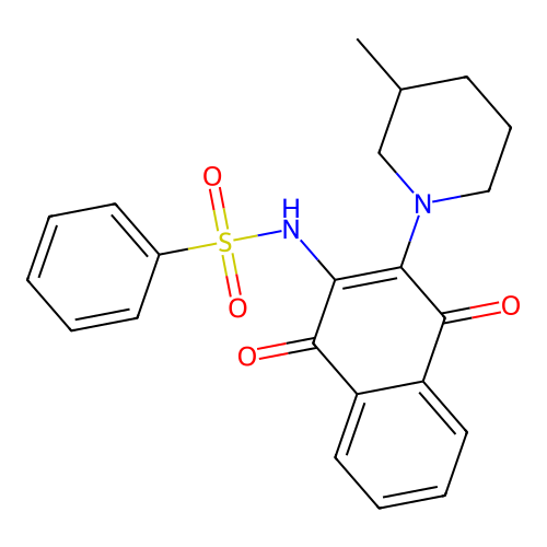 N-[3-(3-methylpiperidin-1-yl)-1,4-dioxonaphthalen-2-yl]benzenesulfonamide structure