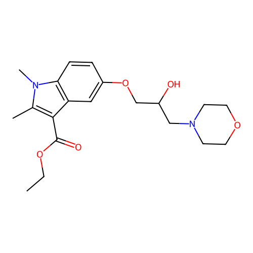 Ethyl 5-(2-hydroxy-3-morpholin-4-ylpropoxy)-1,2-dimethylindole-3-carboxylate structure