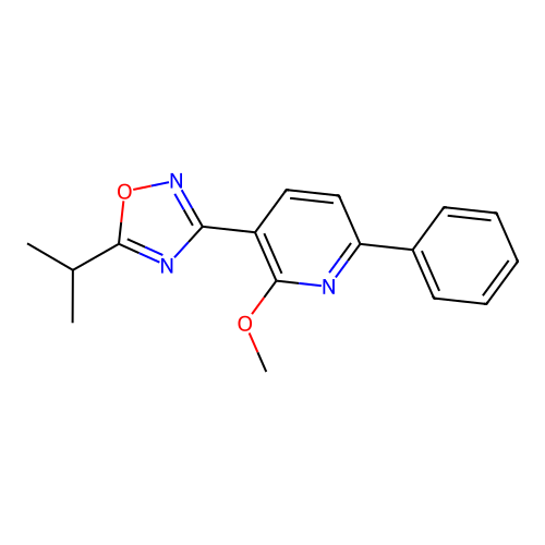3-(2-Methoxy-6-phenylpyridin-3-yl)-5-propan-2-yl-1,2,4-oxadiazole structure