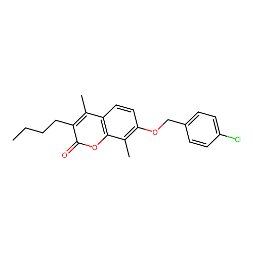 3-butyl-7-((4-chlorobenzyl)oxy)-4,8-dimethyl-2H-chromen-2-one structure