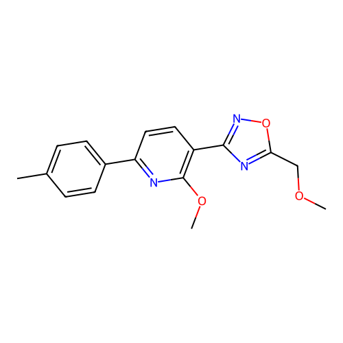 2-Methoxy-3-(5-methoxymethyl-[1,2,4]oxadiazol-3-yl)-6-p-tolyl-pyridine structure