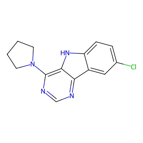 8-chloro-4-(pyrrolidin-1-yl)-5H-pyrimido[5,4-b]indole structure