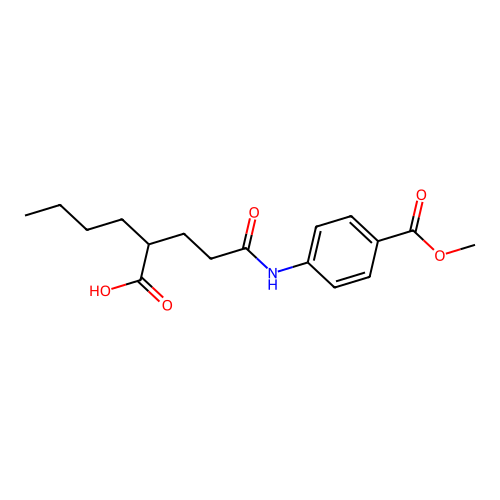 2-(3-((4-(Methoxycarbonyl)phenyl)amino)-3-oxopropyl)hexanoic acid structure