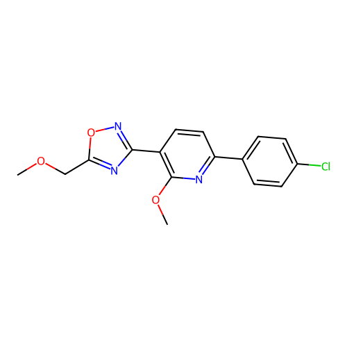 6-(4-Chlorophenyl)-2-methoxy-3-[5-(methoxymethyl)-1,2,4-oxadiazol-3-yl]pyridine structure