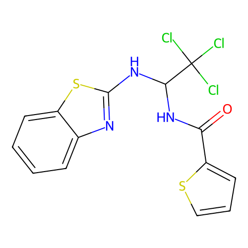 N-[1-(1,3-benzothiazol-2-ylamino)-2,2,2-trichloroethyl]thiophene-2-carboxamide structure