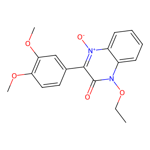 3-(3,4-dimethoxyphenyl)-1-ethoxyquinoxalin-2(1H)-one 4-oxide structure