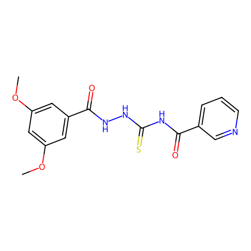 N-(2-(3,5-dimethoxybenzoyl)hydrazinecarbonothioyl)nicotinamide structure