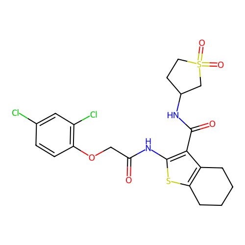 2-{[(2,4-dichlorophenoxy)acetyl]amino}-N-(1,1-dioxidotetrahydrothiophen-3-yl)-4,5,6,7-tetrahydro-1-benzothiophene-3-carboxamide structure
