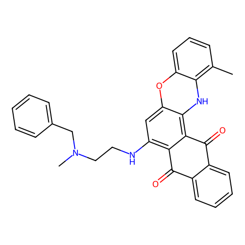 7-[2-[benzyl(methyl)amino]ethylamino]-1-methyl-14H-naphtho[3,2-a]phenoxazine-8,13-dione structure