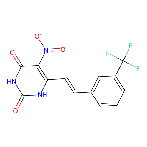 5-nitro-6-{(E)-2-[3-(trifluoromethyl)phenyl]ethenyl}pyrimidine-2,4-diol structure