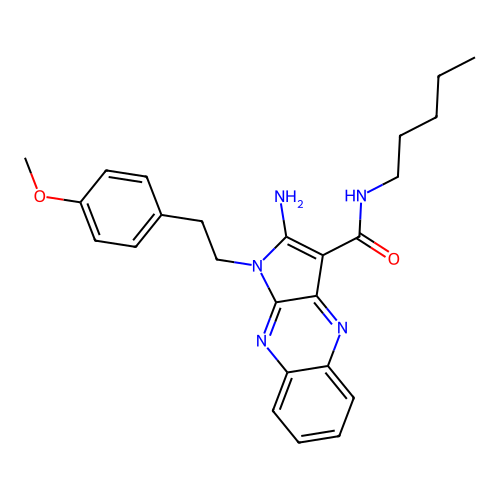 2-amino-1-(4-methoxyphenethyl)-N-pentyl-1H-pyrrolo[2,3-b]quinoxaline-3-carboxamide structure