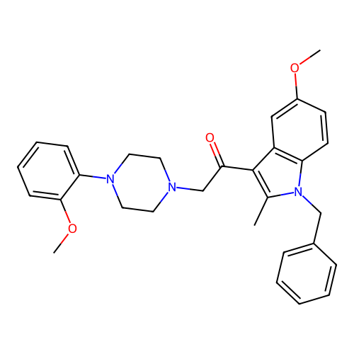 1-(1-benzyl-5-methoxy-2-methyl-indol-3-yl)-2-[4-(2-methoxyphenyl)piperazin-1-yl]ethanone structure