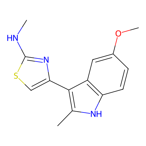 4-(5-methoxy-2-methyl-1H-indol-3-yl)-N-methyl-1,3-thiazol-2-amine structure
