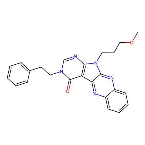 11-(3-methoxypropyl)-3-(2-phenylethyl)-3,11-dihydro-4H-pyrimido[5',4':4,5]pyrrolo[2,3-b]quinoxalin-4-one structure
