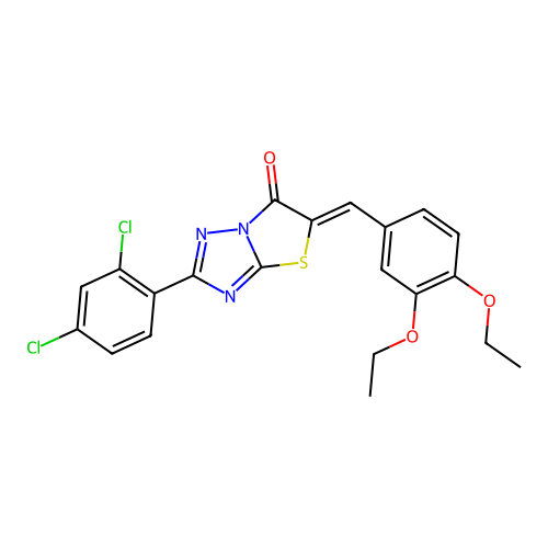 (Z)-2-(2,4-dichlorophenyl)-5-(3,4-diethoxybenzylidene)thiazolo[3,2-b][1,2,4]triazol-6(5H)-one structure