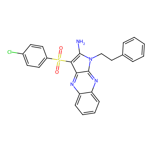 3-(4-chlorophenyl)sulfonyl-1-phenethylpyrrolo[3,2-b]quinoxalin-2-amine structure