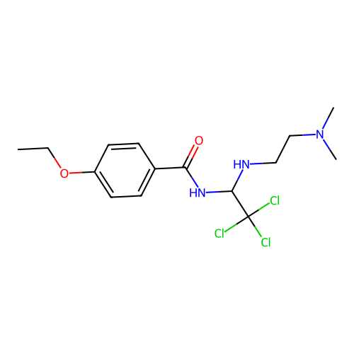 4-ethoxy-N-(2,2,2-trichloro-1-((2-(dimethylamino)ethyl)amino)ethyl)benzamide structure