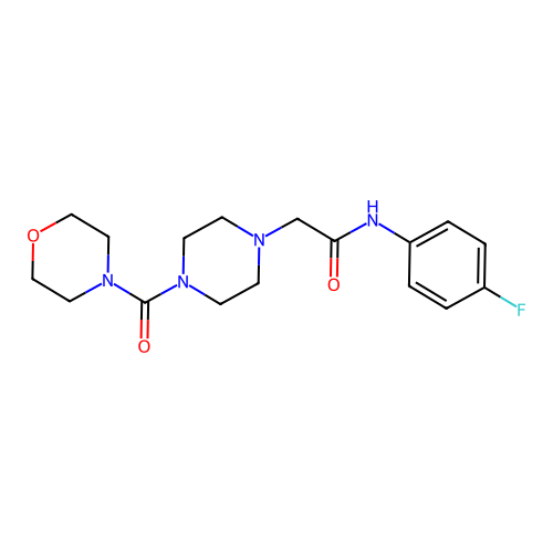 N-(4-fluorophenyl)-2-[4-(morpholin-4-ylcarbonyl)piperazinyl]acetamide structure