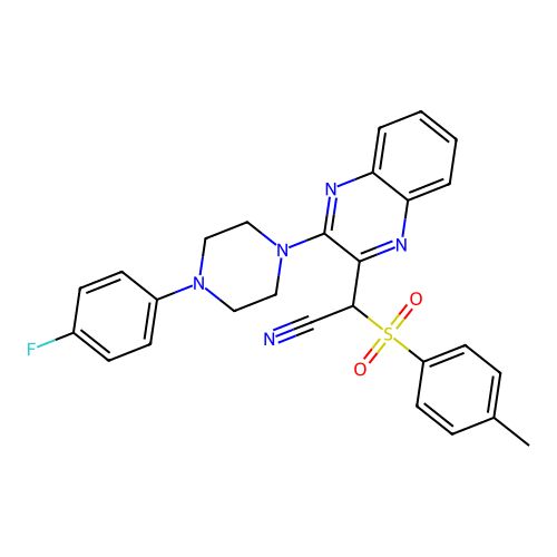{3-[4-(4-fluorophenyl)piperazin-1-yl]quinoxalin-2-yl}[(4-methylphenyl)sulfonyl]acetonitrile structure