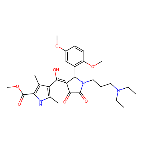 methyl 4-({1-[3-(diethylamino)propyl]-2-(2,5-dimethoxyphenyl)-4-hydroxy-5-oxo( 3-pyrrolin-3-yl)}carbonyl)-3,5-dimethylpyrrole-2-carboxylate structure