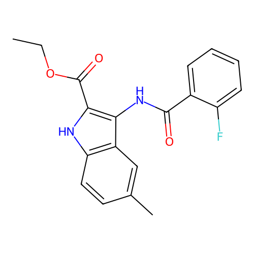 ethyl 3-{[(2-fluorophenyl)carbonyl]amino}-5-methyl-1H-indole-2-carboxylate structure