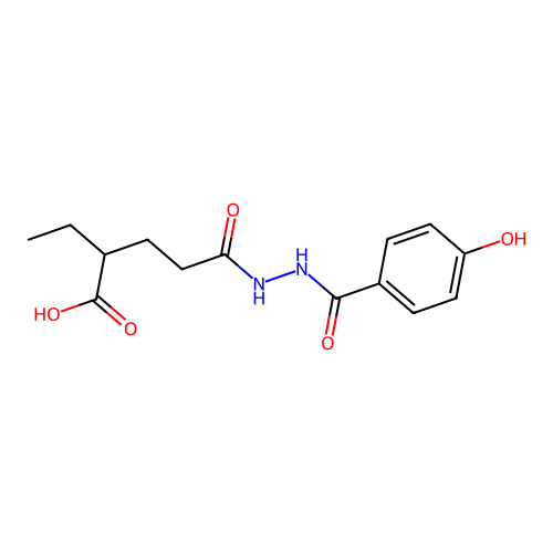 2-Ethyl-5-(2-(4-hydroxybenzoyl)hydrazinyl)-5-oxopentanoic acid structure