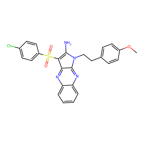 3-((4-chlorophenyl)sulfonyl)-1-(4-methoxyphenethyl)-1H-pyrrolo[2,3-b]quinoxalin-2-amine structure