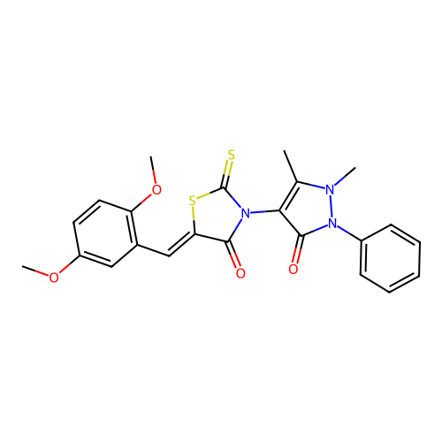 (5Z)-5-[(2,5-dimethoxyphenyl)methylidene]-3-(1,5-dimethyl-3-oxo-2-phenylpyrazol-4-yl)-2-sulfanylidene-1,3-thiazolidin-4-one structure