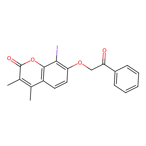 8-iodo-3,4-dimethyl-7-(2-oxo-2-phenylethoxy)-2H-chromen-2-one structure