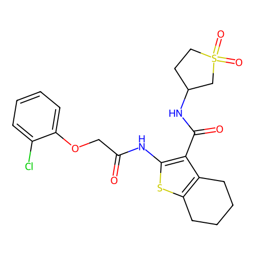 2-{[(2-chlorophenoxy)acetyl]amino}-N-(1,1-dioxidotetrahydrothiophen-3-yl)-4,5,6,7-tetrahydro-1-benzothiophene-3-carboxamide structure