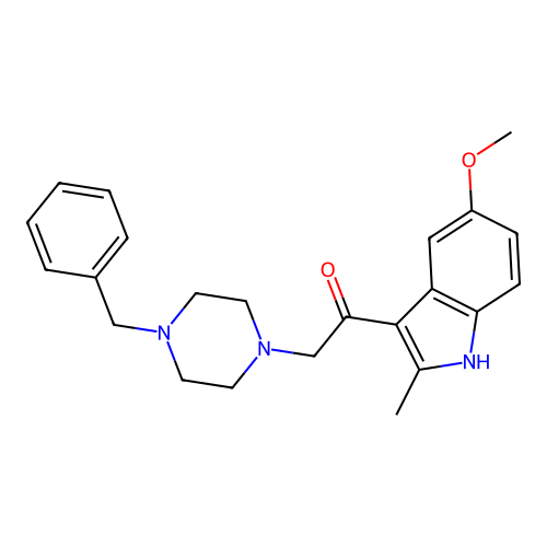 2-(4-benzylpiperazin-1-yl)-1-(5-methoxy-2-methyl-1H-indol-3-yl)ethanone structure