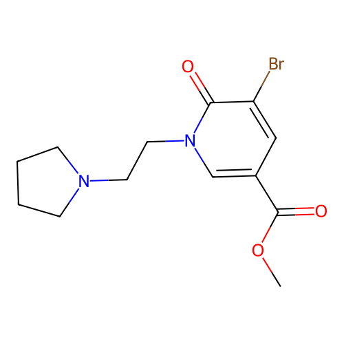 methyl 5-bromo-6-oxo-1-(2-pyrrolidin-1-ylethyl)pyridine-3-carboxylate structure