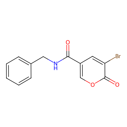 N-benzyl-3-bromo-2-oxo-2H-pyran-5-carboxamide structure
