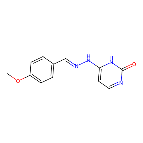 4-[(2E)-2-(4-methoxybenzylidene)hydrazinyl]pyrimidin-2(1H)-one structure