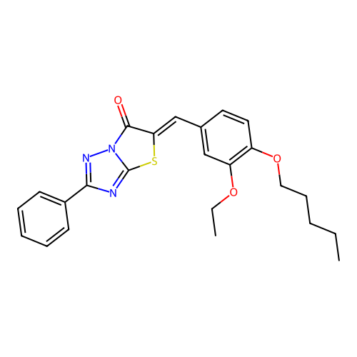 (5Z)-5-[3-ethoxy-4-(pentyloxy)benzylidene]-2-phenyl[1,3]thiazolo[3,2-b][1,2,4]triazol-6(5H)-one structure