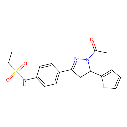 1-Acetyl-3-{4-[(ethylsulfonyl)amino]phenyl}-5-(2-thienyl)-2-pyrazoline structure
