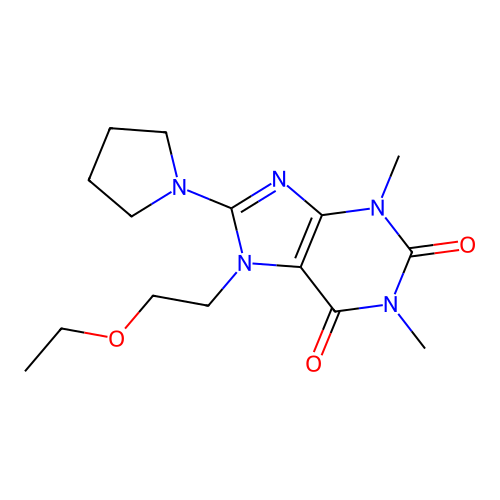 7-(2-Ethoxy-ethyl)-1,3-dimethyl-8-pyrrolidin-1-yl-3,7-dihydro-purine-2,6-dione structure