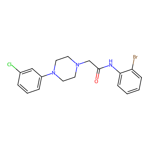 N-(2-bromophenyl)-2-[4-(3-chlorophenyl)piperazin-1-yl]acetamide structure