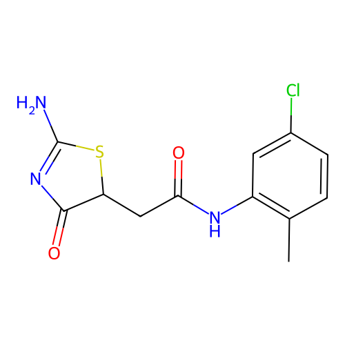N-(5-chloro-2-methylphenyl)-2-(2-imino-4-oxo-1,3-thiazolidin-5-yl)acetamide structure
