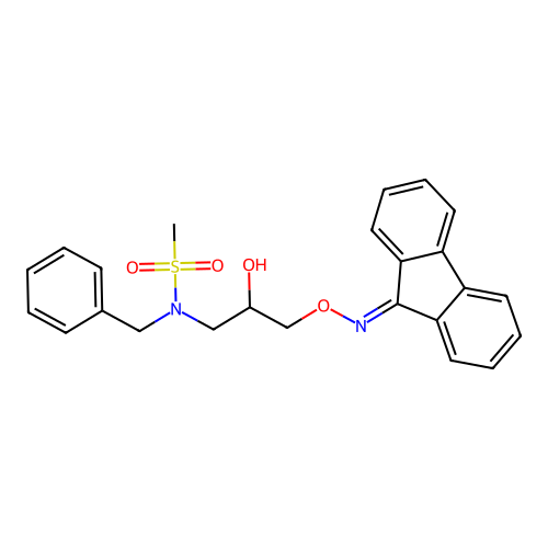 N-benzyl-N-[3-(fluoren-9-ylideneamino)oxy-2-hydroxypropyl]methanesulfonamide structure