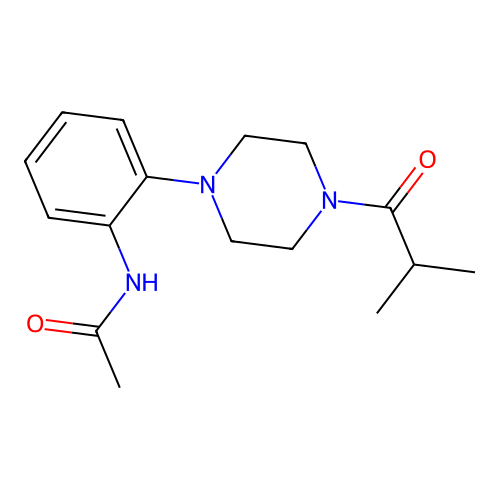 N-[2-(4-isobutyryl-1-piperazinyl)phenyl]acetamide structure