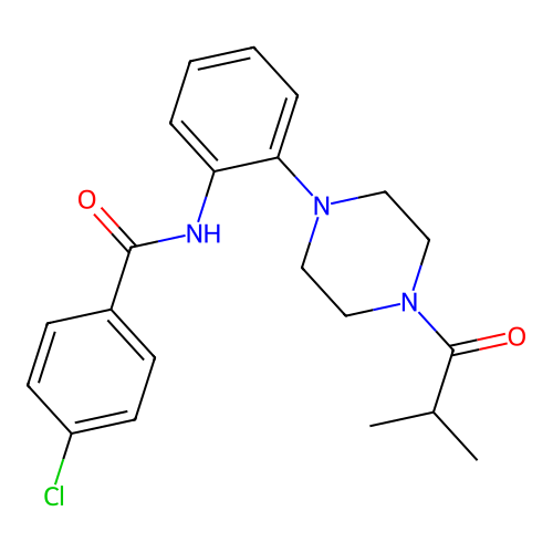 4-chloro-N-{2-[4-(2-methylpropanoyl)piperazin-1-yl]phenyl}benzamide structure