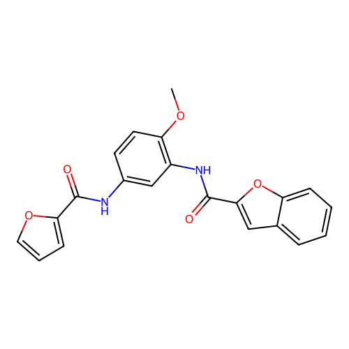 N-[5-(furan-2-carbonylamino)-2-methoxyphenyl]-1-benzofuran-2-carboxamide structure