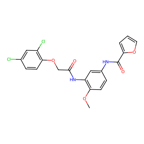 N-[3-[[2-(2,4-dichlorophenoxy)acetyl]amino]-4-methoxyphenyl]furan-2-carboxamide structure