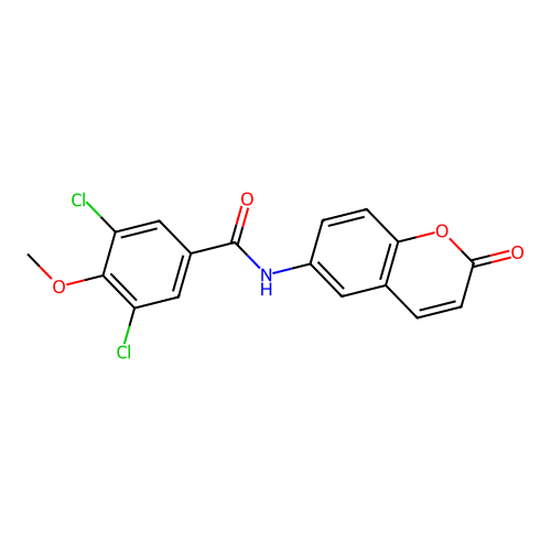 3,5-dichloro-4-methoxy-N-(2-oxo-2H-chromen-6-yl)benzamide structure
