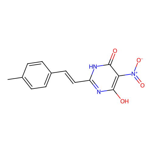 (E)-6-hydroxy-2-(4-methylstyryl)-5-nitropyrimidin-4(3H)-one structure