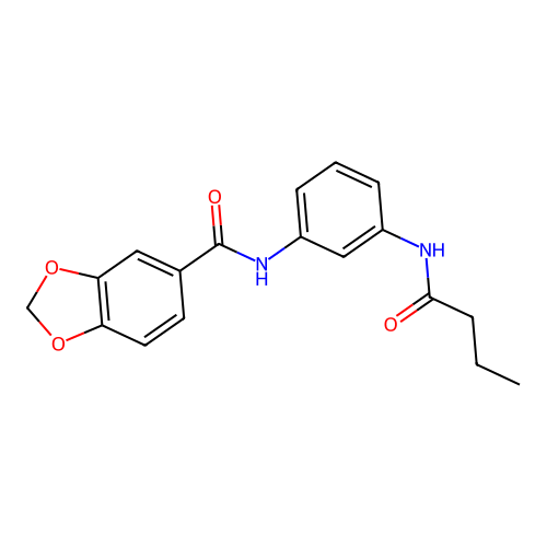 N-[3-(butyrylamino)phenyl]-1,3-benzodioxole-5-carboxamide structure